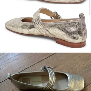 Dolce Vita Arora gold metallic Patent Leather Mary Jane Ballet Flats womens 8.5